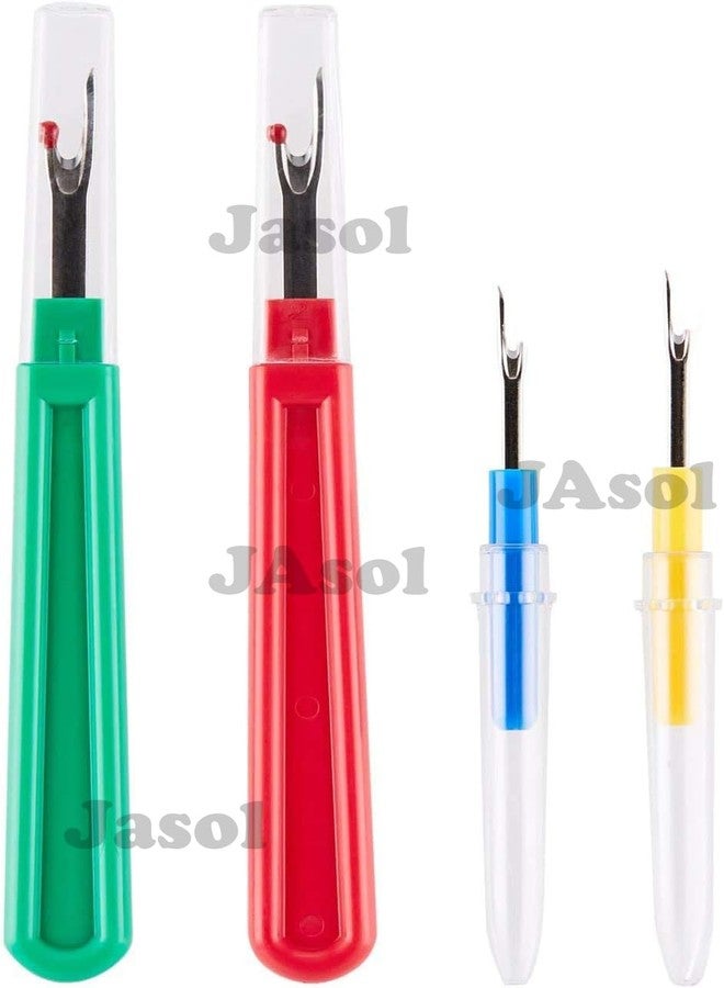 Jasol Seam Ripper and Thread Remover Kit, 2 Big and 2 Small Sewing Stitch Thread Unpicker and 1 Sewing Trimming Scissor Nipper Tool for Thread Remove - Multicolor - Image 2